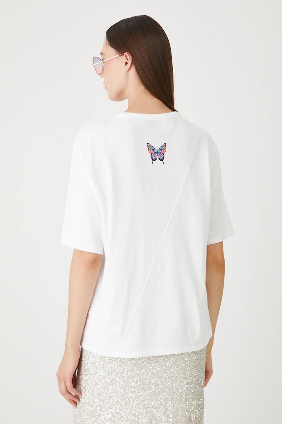 Odzież T-shirt bawełniany damski z nadrukami kolor biały RS25-TSDC02 biały