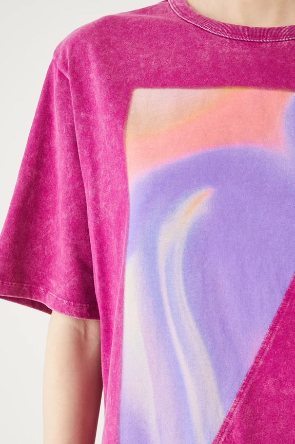 T-shirt bawełniany damski z nadrukami kolor fioletowy RS25-TSDC02 fioletowy