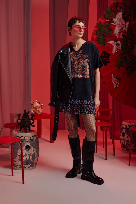 Bombažna kratka majica Medicine Potisk siva RS25-TSDC54