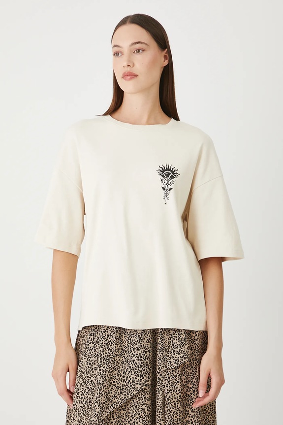 T-shirt bawełniany damski Tattoo Art by Michał Kidacki RS25.TSDC55 beżowy RS25