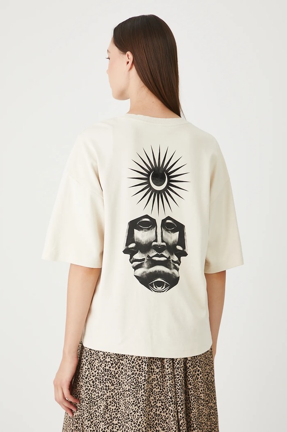 T-shirt bawełniany damski Tattoo Art by Michał Kidacki beżowy RS25.TSDC55