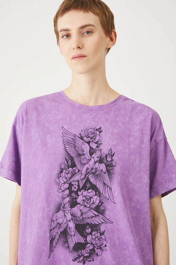 Bavlnené tričko dámske Tattoo Art by Natalia Perrote RS25-TSDC58 fialová