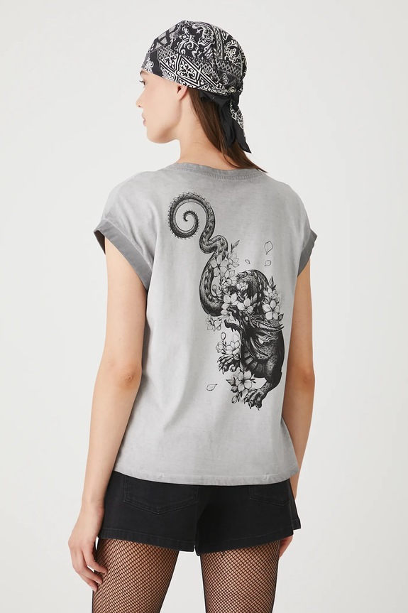 Bavlnené tričko dámske Tattoo Art by Natalia Perrote sivá RS25-TSDC60