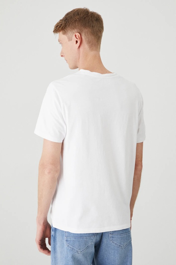 Odzież T-shirt bawełniany męski z elastanem gładki kolor biały RS25-TSM022 biały
