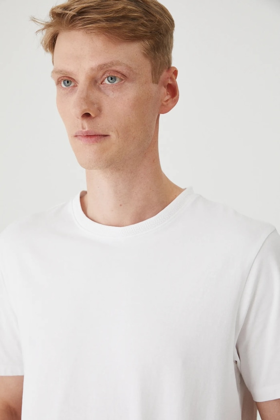 T-shirt bawełniany męski z elastanem gładki kolor biały biały RS25-TSM022