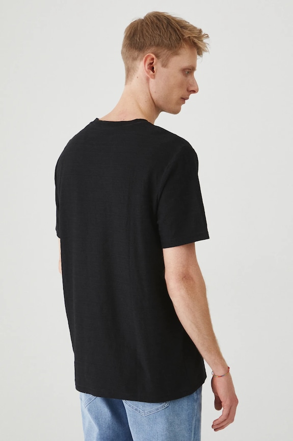 Oblečení Bavlněné tričko pánské se strukturou černá barva RS25-TSM023 černá