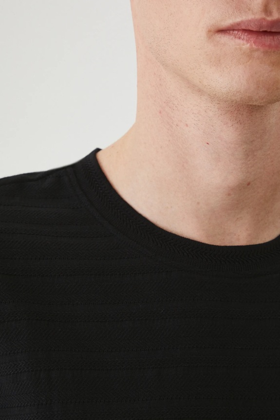 Bavlněné tričko pánské se strukturou černá barva RS25-TSM023 černá