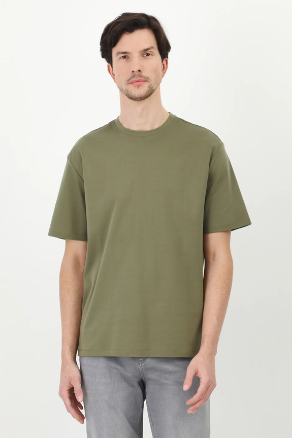 T-shirt bawełniany męski interlock gładki kolor zielony bawełna zielony RS25-TSM041