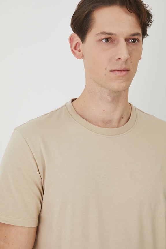 T-shirt bawełniany męski z elastanem gładki kolor beżowy beżowy RS25-TSM054