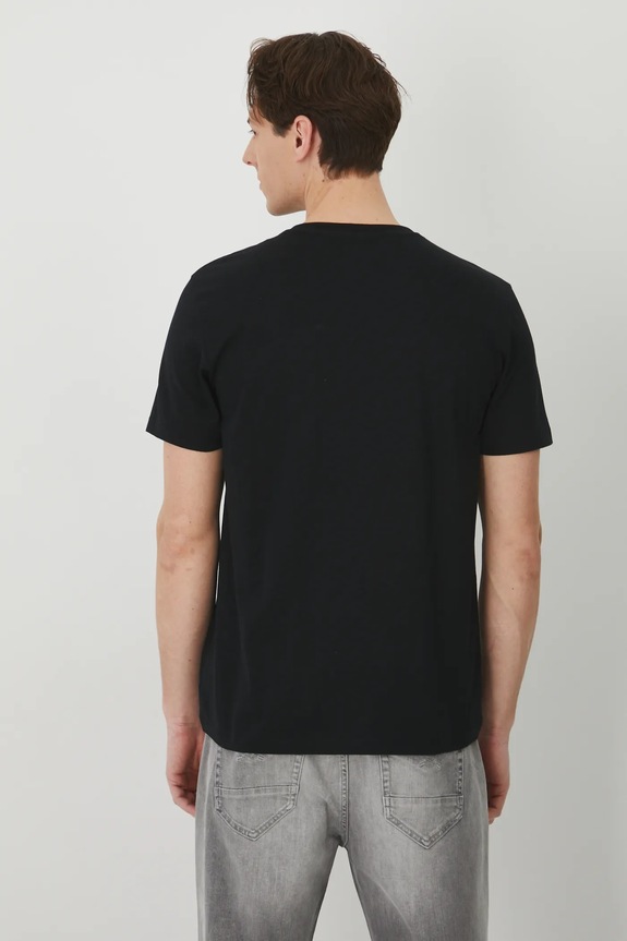 Odzież T-shirt bawełniany męski z elastanem gładki kolor czarny RS25-TSM054 czarny