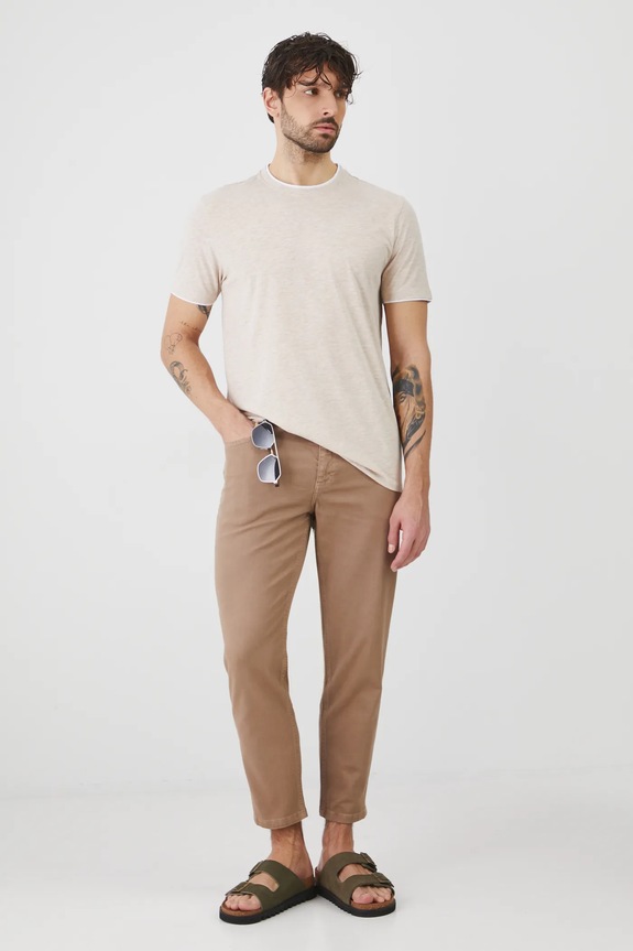 T-shirt męski melanżowy kolor beżowy RS25-TSM055 beżowy RS25