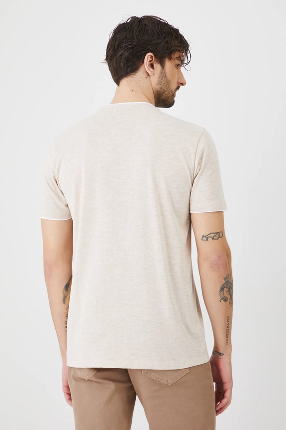 Odzież T-shirt męski melanżowy kolor beżowy RS25-TSM055 beżowy