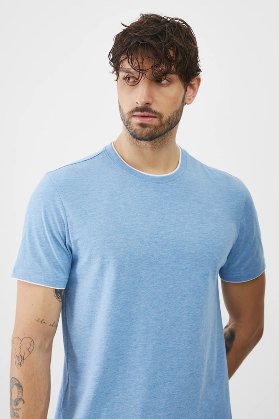 T-shirt męski melanżowy kolor niebieski melanż niebieski RS25-TSM055