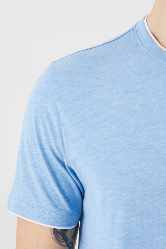 T-shirt męski melanżowy kolor niebieski RS25-TSM055 niebieski