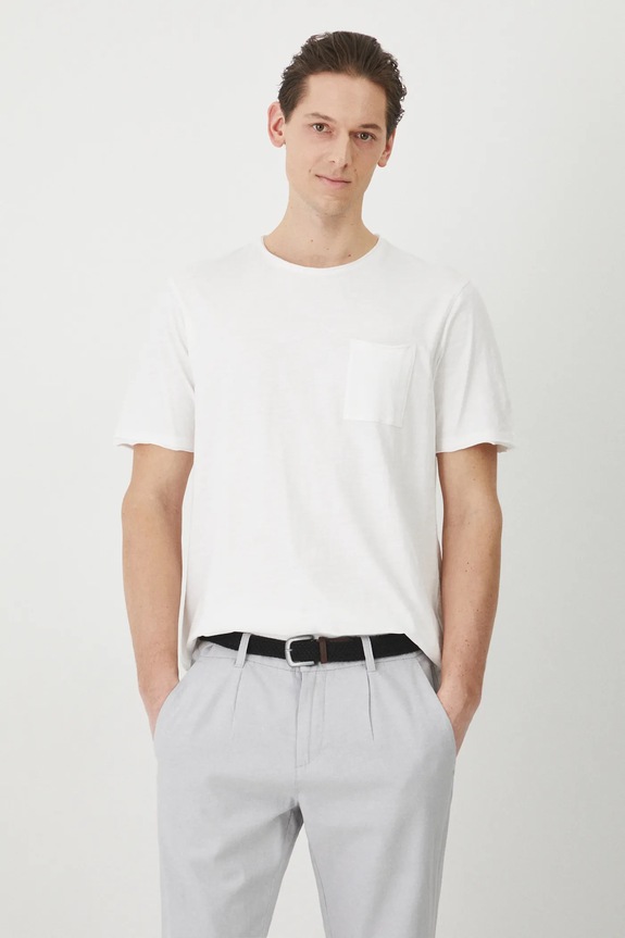 T-shirt bawełniany męski gładki kolor biały bawełna biały RS25-TSM060