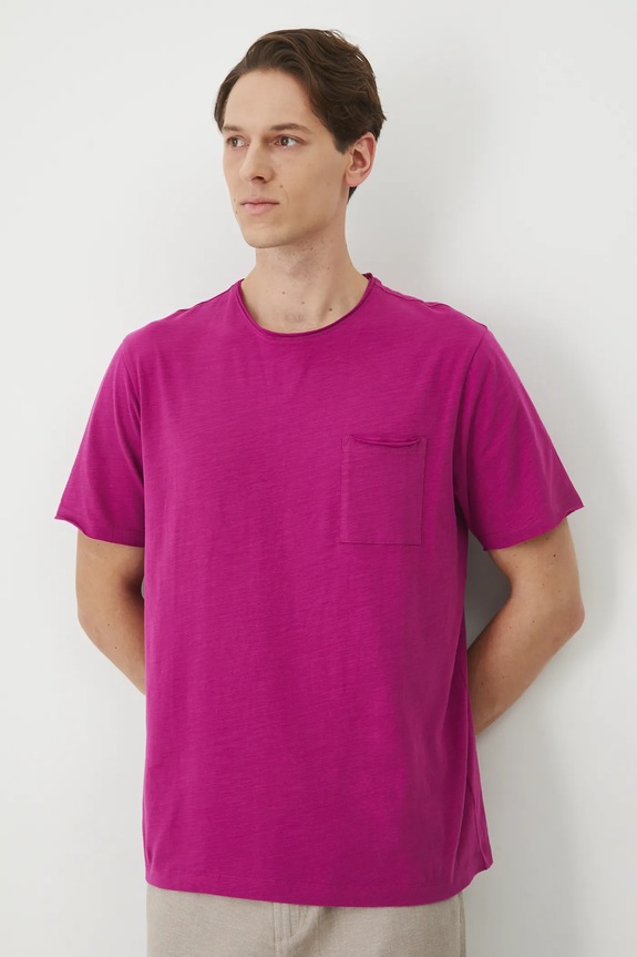 T-shirt bawełniany męski gładki kolor fioletowy bawełna fioletowy RS25-TSM060