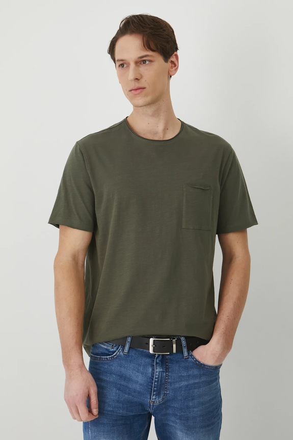 T-shirt bawełniany męski gładki kolor zielony bawełna zielony RS25-TSM060