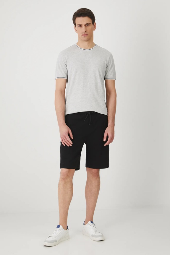 T-shirt bawełniany męski z elastanem z dzianiny strukturalnej kolor szary RS25-TSM070 szary RS25