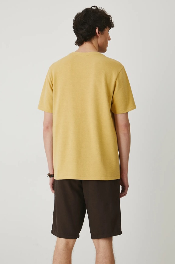 Odzież T-shirt bawełniany męski z fakturą kolor żółty RS25-TSM080 żółty