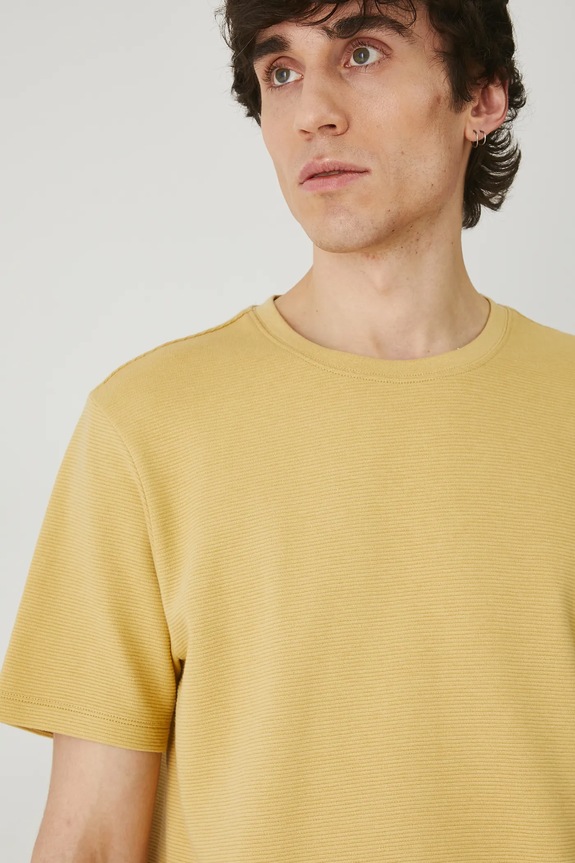 T-shirt bawełniany męski z fakturą kolor żółty RS25-TSM080 żółty