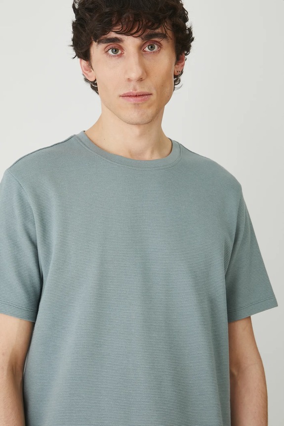 T-shirt bawełniany męski z fakturą kolor turkusowy turkusowy RS25-TSM080