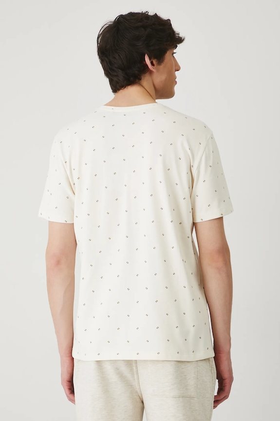 Odzież T-shirt bawełniany męski z dzianiny strukturalnej z elastanem kolor beżowy RS25.TSM082 beżowy