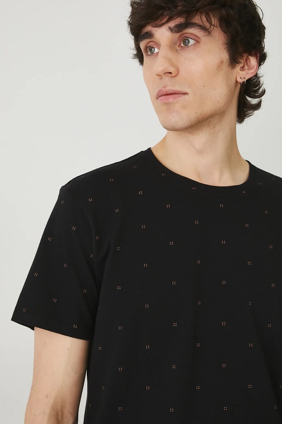 T-shirt bawełniany męski z dzianiny strukturalnej z elastanem kolor czarny czarny RS25.TSM082