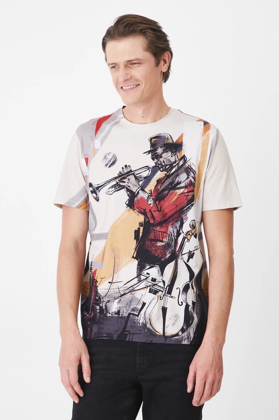 T-shirt bawełniany męski wzorzysty kolor multicolor bawełna multicolor RS25.TSM105