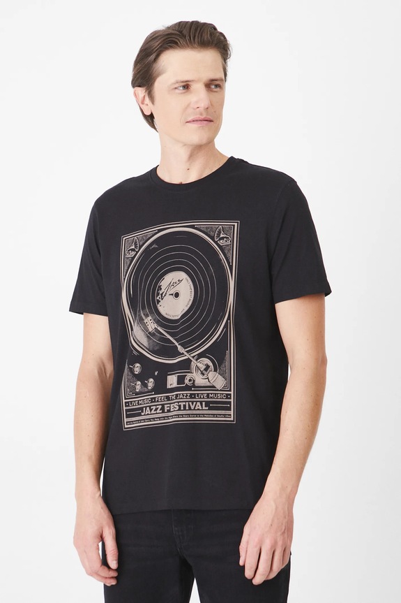 T-shirt bawełniany męski z nadrukiem kolor czarny RS25.TSM108 czarny RS25