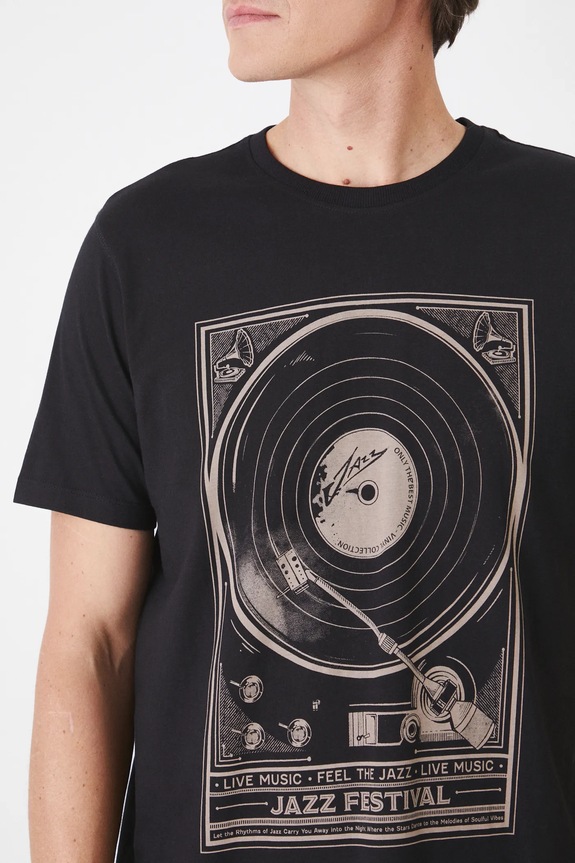 T-shirt bawełniany męski z nadrukiem kolor czarny RS25.TSM108 czarny