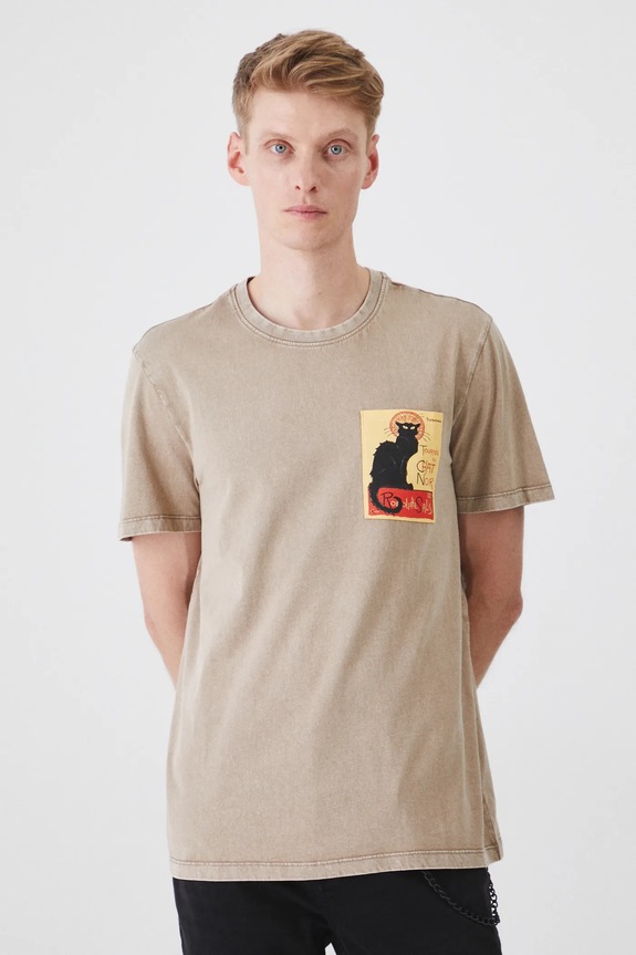 T-shirt bawełniany męski z kolekcji Eviva L'arte kolor beżowy RS25-TSM258 beżowy RS25