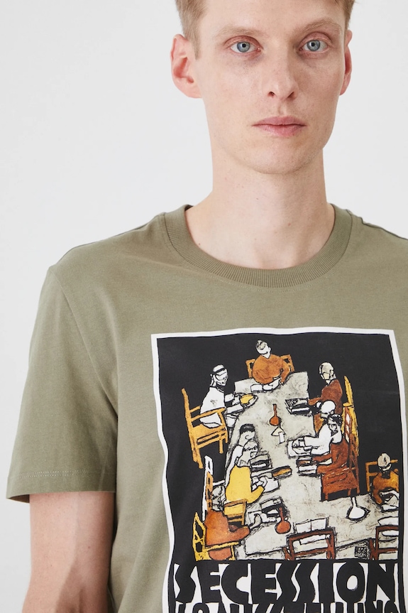 T-shirt bawełniany męski z kolekcji Eviva L'arte kolor zielony RS25-TSM260 zielony