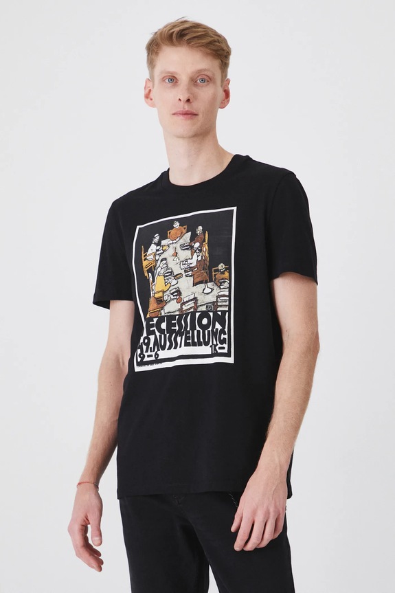T-shirt bawełniany męski z kolekcji Eviva L'arte kolor czarny RS25-TSM260 czarny RS25