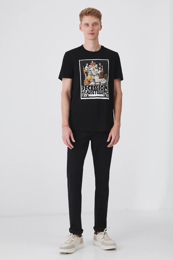 Odzież T-shirt bawełniany męski z kolekcji Eviva L'arte kolor czarny RS25-TSM260 czarny