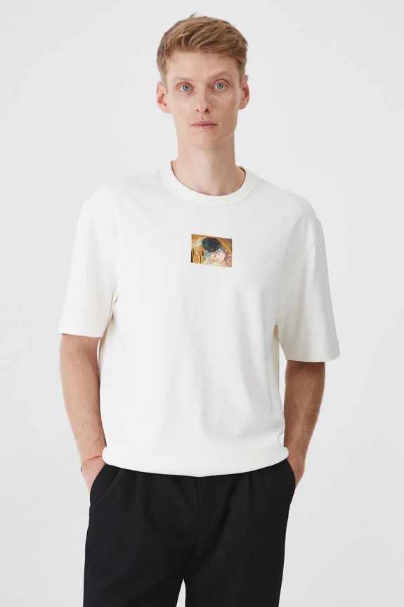 T-shirt bawełniany męski z kolekcji Eviva L'arte kolor beżowy beżowy RS25.TSM262