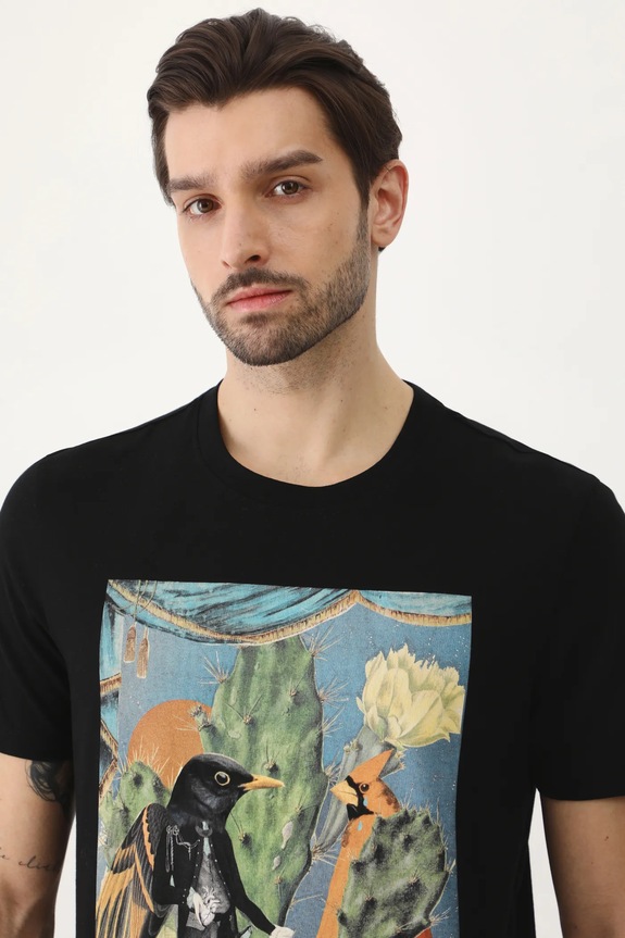 T-shirt bawełniany męski by Magda Kubiak – Dziki Las kolor czarny RS25.TSM283 czarny