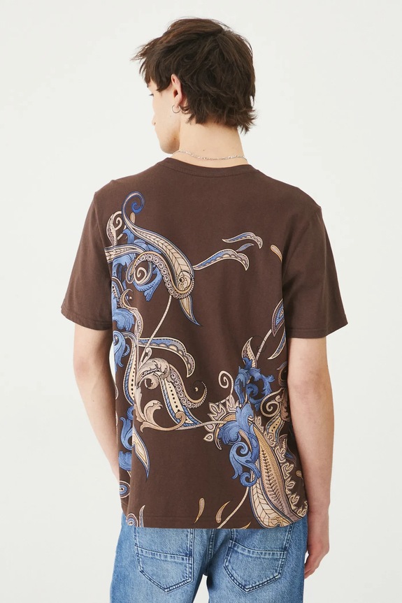 Odzież T-shirt bawełniany męski z nadrukiem kolor brązowy RS25-TSM302 brązowy