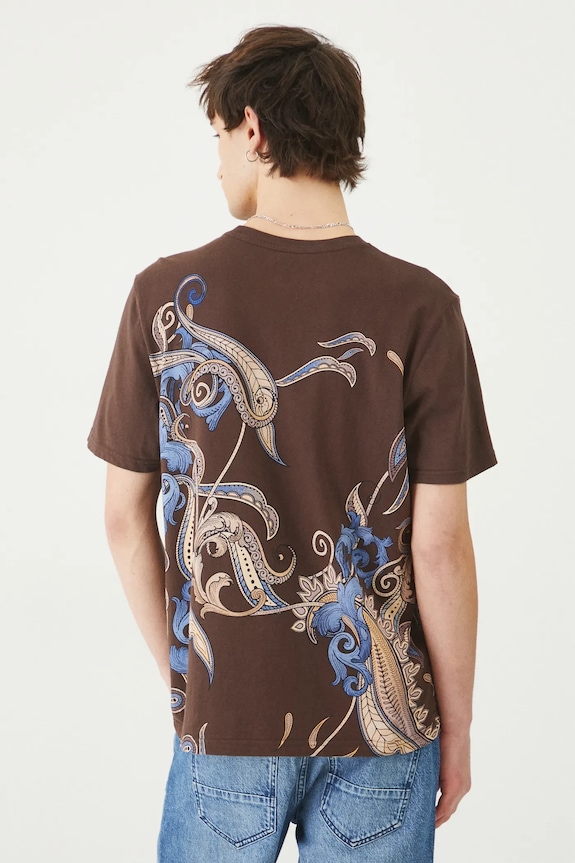 Odzież T-shirt bawełniany męski z nadrukiem kolor brązowy RS25-TSM302 brązowy