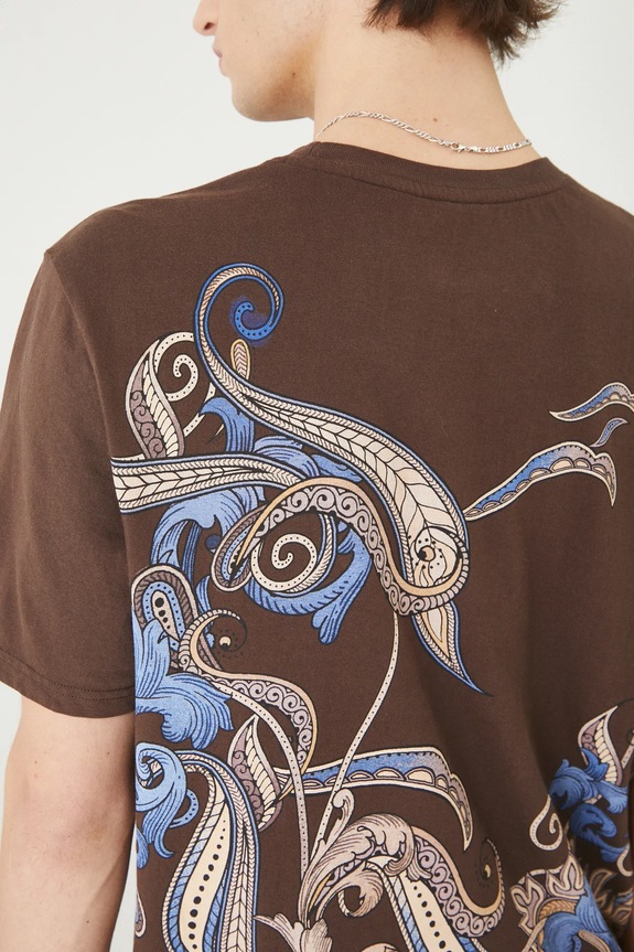 T-shirt bawełniany męski z nadrukiem kolor brązowy RS25-TSM302 brązowy