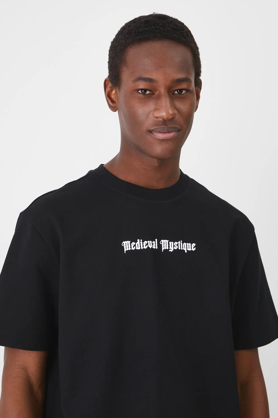 T-shirt bawełniany męski z nadrukiem kolor czarny czarny RS25-TSM408