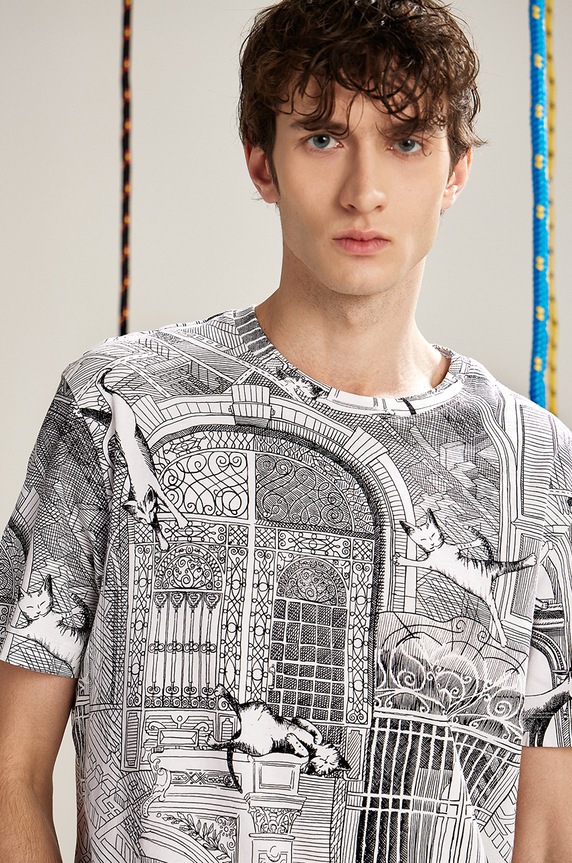 T-shirt bawełniany męski by Małgorzata Kaczmarska, Grafika Polska kolor biały bawełna biały RS25.TSM451