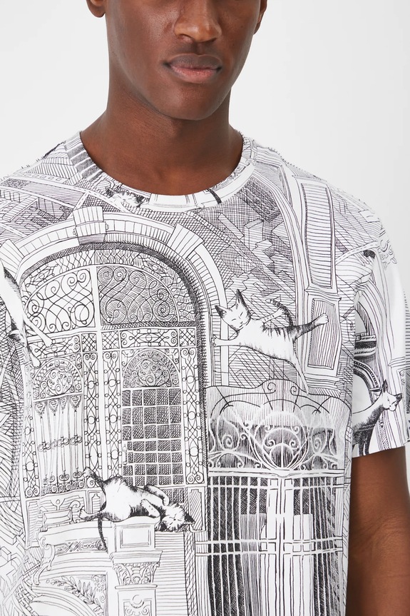 T-shirt bawełniany męski by Małgorzata Kaczmarska, Grafika Polska kolor biały RS25.TSM451