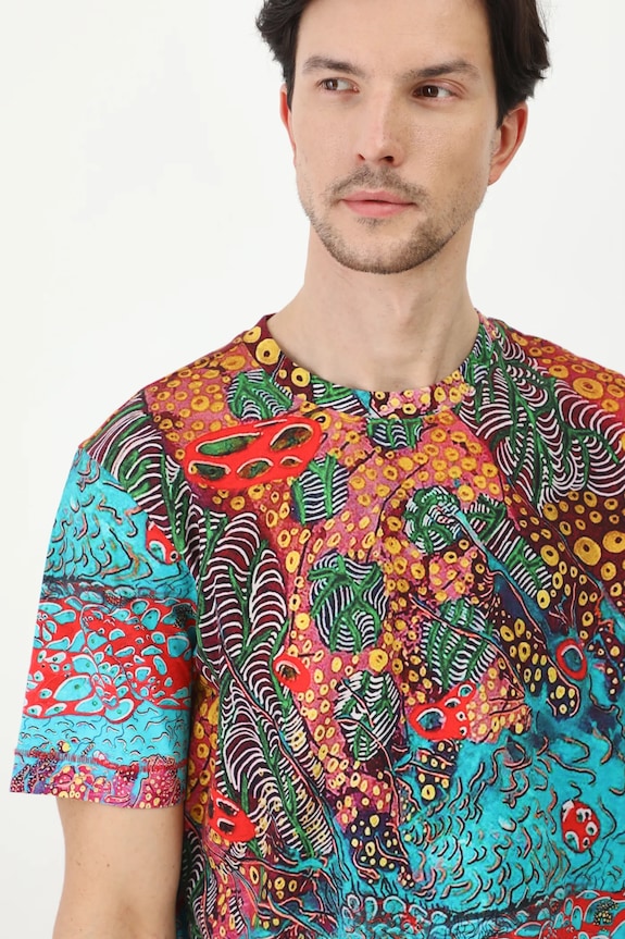 T-shirt bawełniany męski z elastanem by Patryk Chwastek, Grafika Polska kolor multicolor RS25-TSM452 multicolor