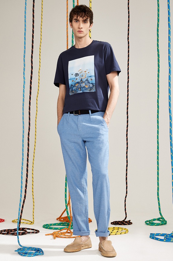 T-shirt bawełniany męski by Nieszka Skłodowska, Grafika Polska kolor granatowy okrągły granatowy RS25-TSM462