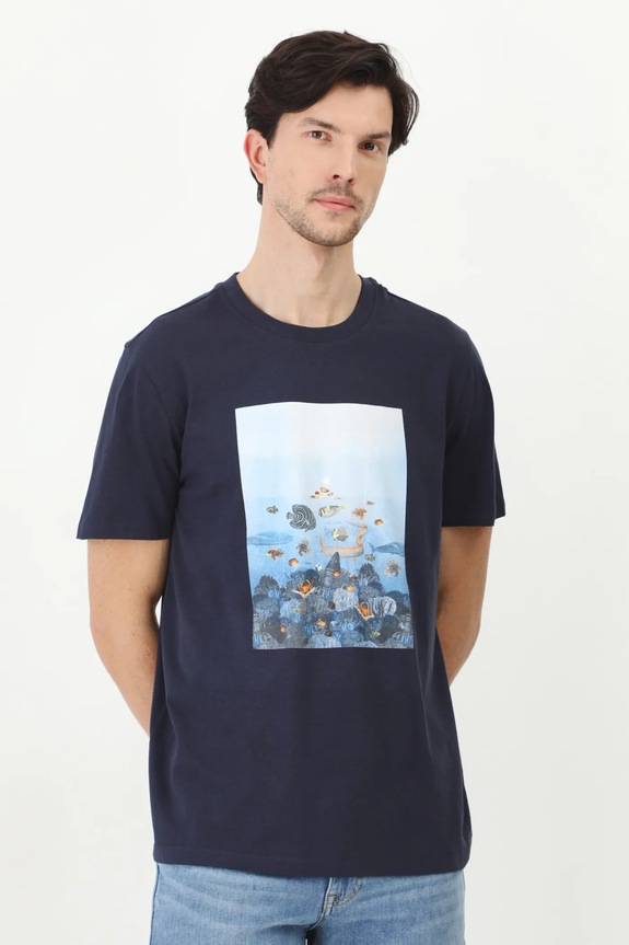 T-shirt bawełniany męski by Nieszka Skłodowska, Grafika Polska kolor granatowy RS25-TSM462 granatowy RS25