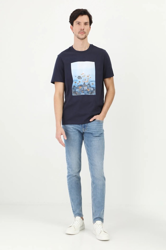 Odzież T-shirt bawełniany męski by Nieszka Skłodowska, Grafika Polska kolor granatowy RS25-TSM462 granatowy