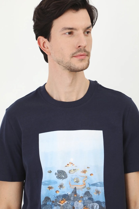 T-shirt bawełniany męski by Nieszka Skłodowska, Grafika Polska kolor granatowy RS25-TSM462 granatowy