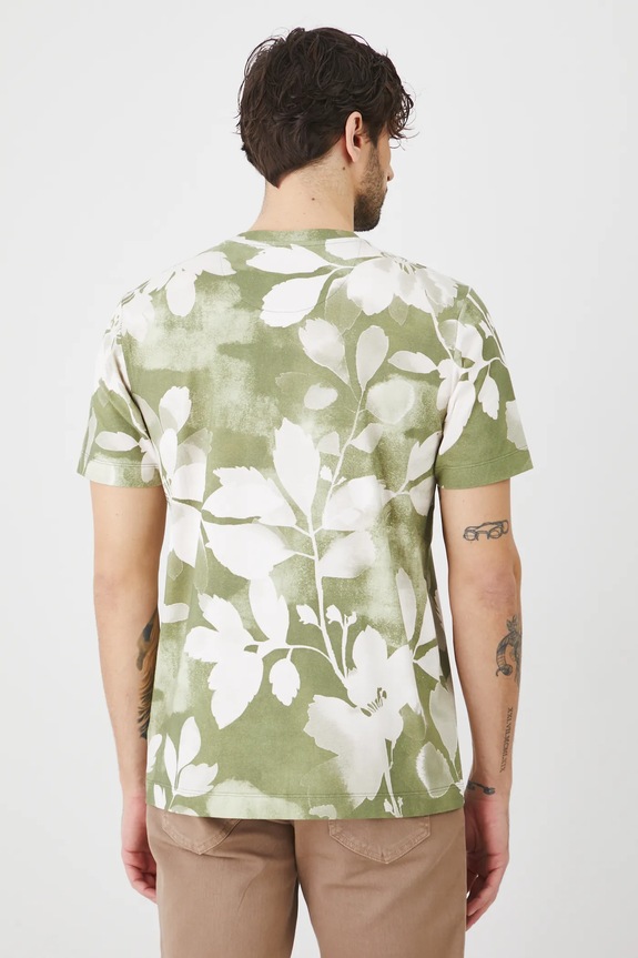 Odzież T-shirt bawełniany męski z elastanem wzorzysty kolor zielony RS25-TSM501 zielony