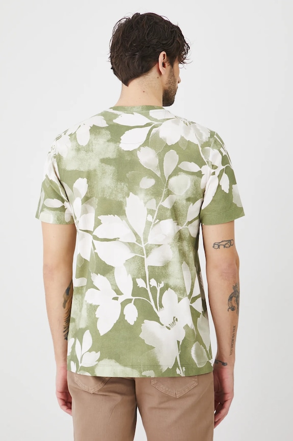 Odzież T-shirt bawełniany męski z elastanem wzorzysty kolor zielony RS25-TSM501 zielony