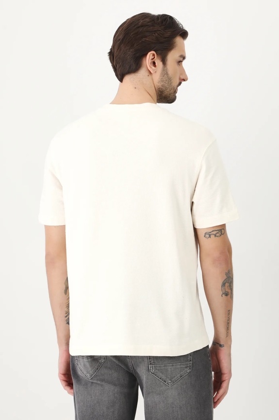 T-shirt bawełniany męski z nadrukiem kolor beżowy RS25-TSM510 beżowy RS25